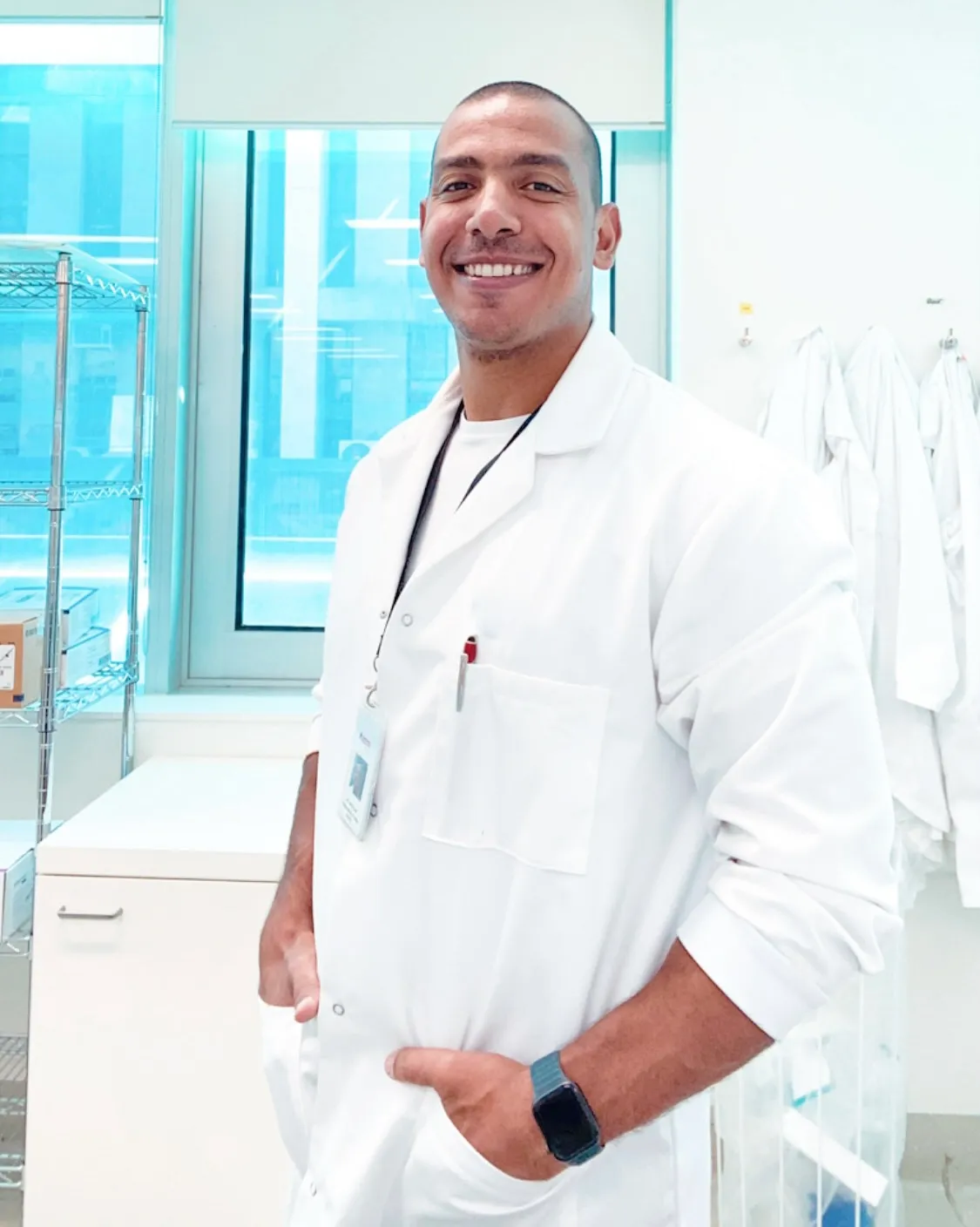 Dr. Amr H. Allam in a laboratory at the Olivia Newton-John Cancer Research Institute.